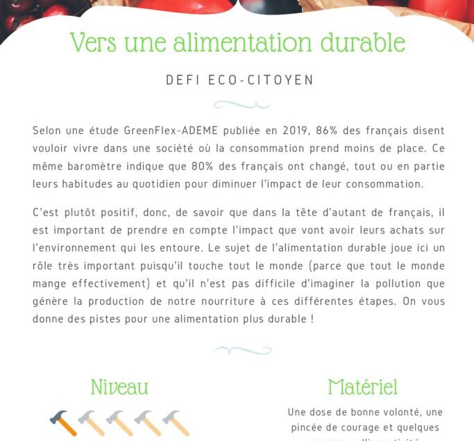 thumbnail of Fiche Défi – Vers une alimentation plus durable